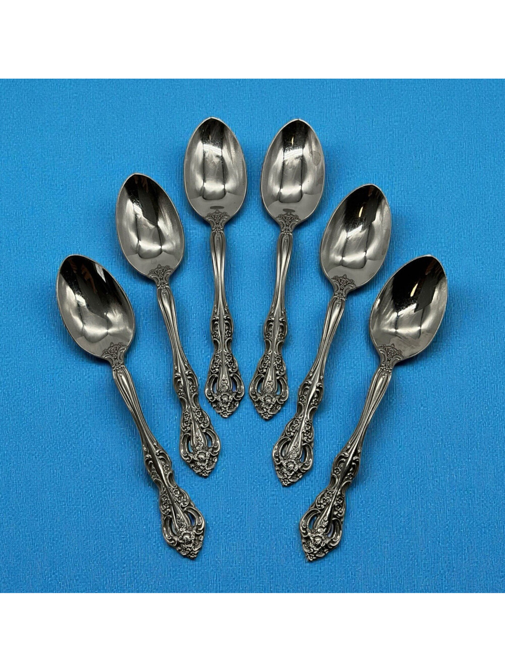 Oneida Michelangelo Heirloom Stainless Teaspoons Set of 6 Ornate Flatware